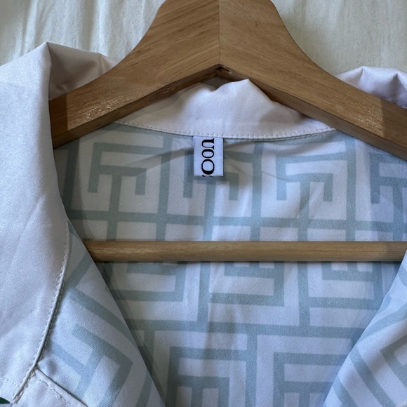 White and Light Blue Geometric Dress - Picture 9 of 10
